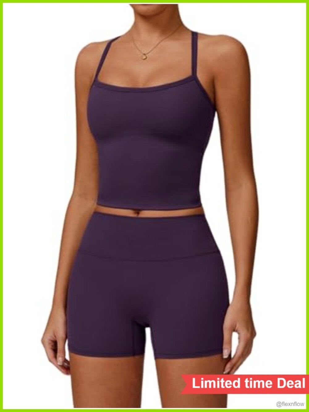 Women's 2-Piece Tank Top & High Waist Shorts Gym Yoga Athletic Set Seamless